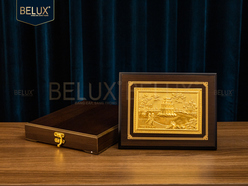 Tranh Tháp Rùa mạ vàng 24k 22x17cm